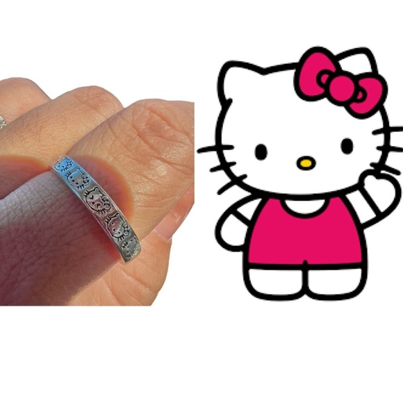 Silver 925 Hello Kitty 🌸 Adjustable ring (1 ring) adorable dainty - Picture 1 of 10